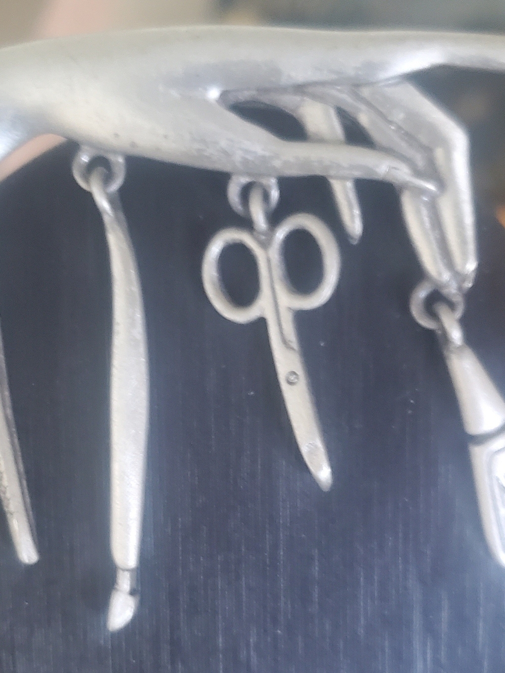 Vintage 1980s Pewter Manicurist Broach